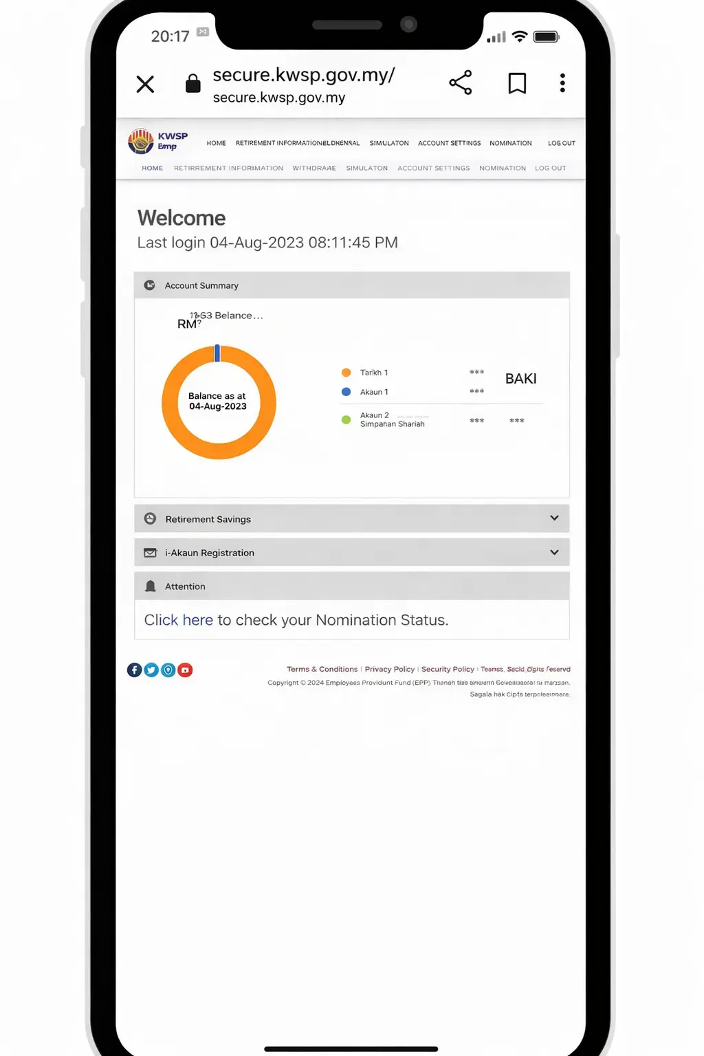 Semak Baki Melalui Portal i-Akaun