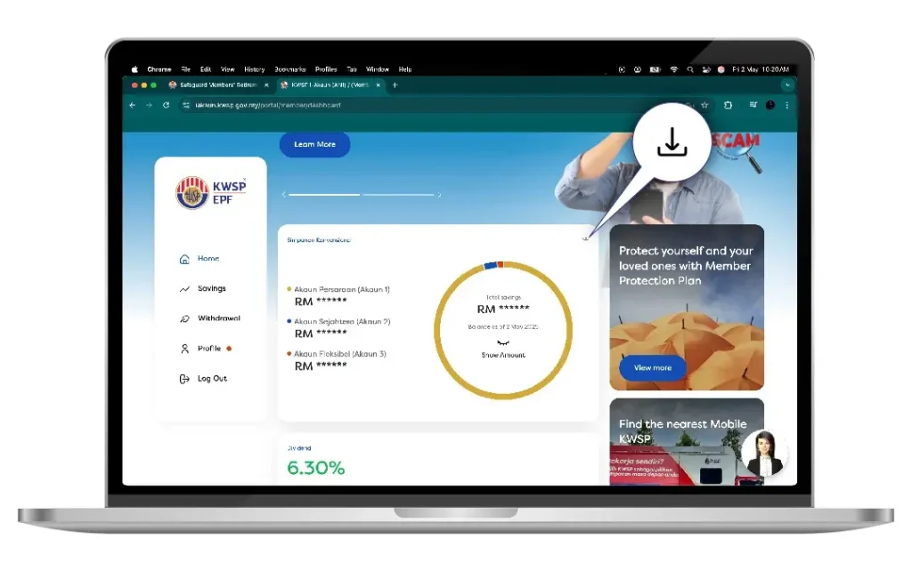 Muat turun penyata KWSP anda melalui Portal Web i‑Akaun (Ahli)